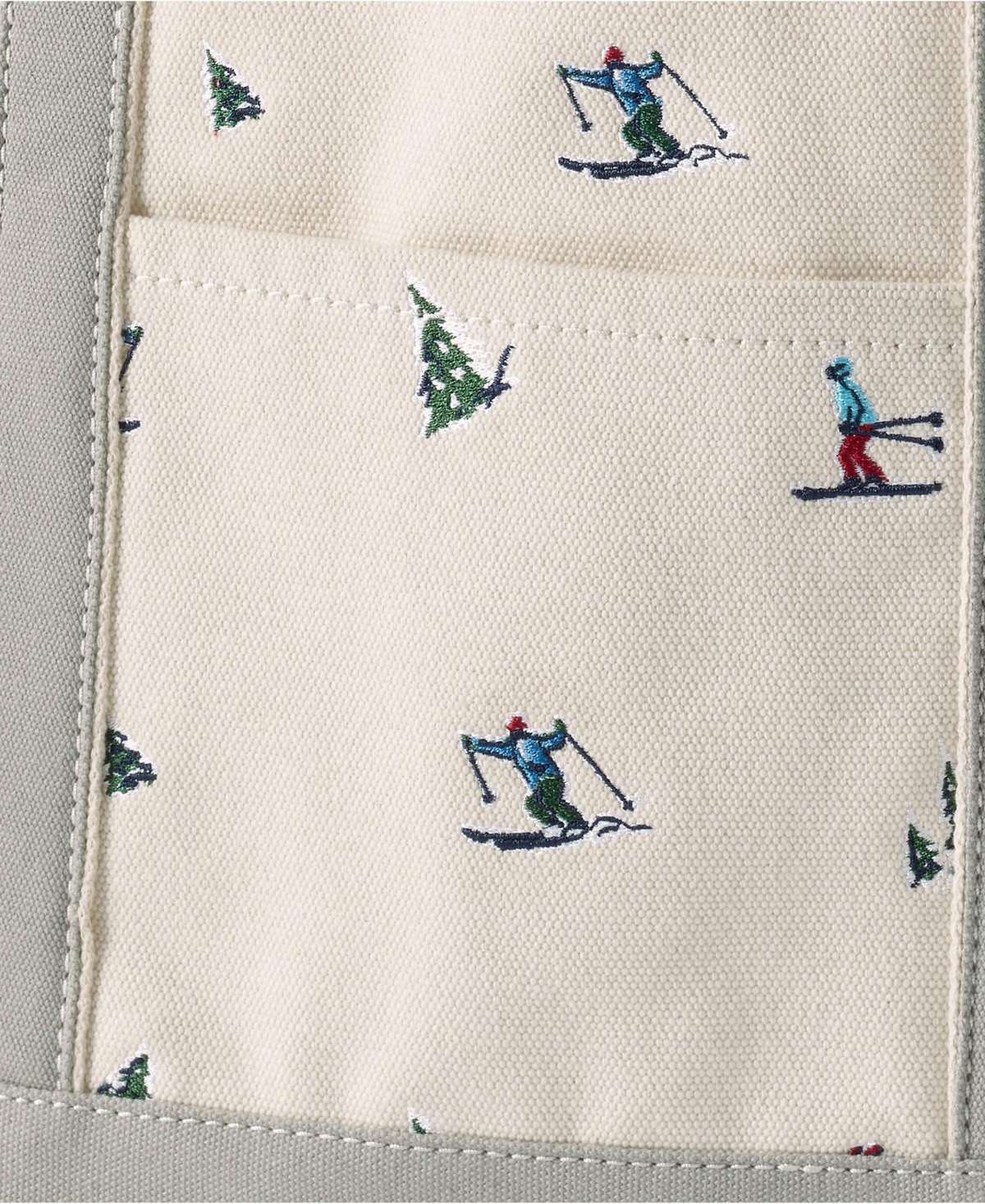 Lands' End Medium Embroidered 5 Pocket Open Top Canvas Tote Bag