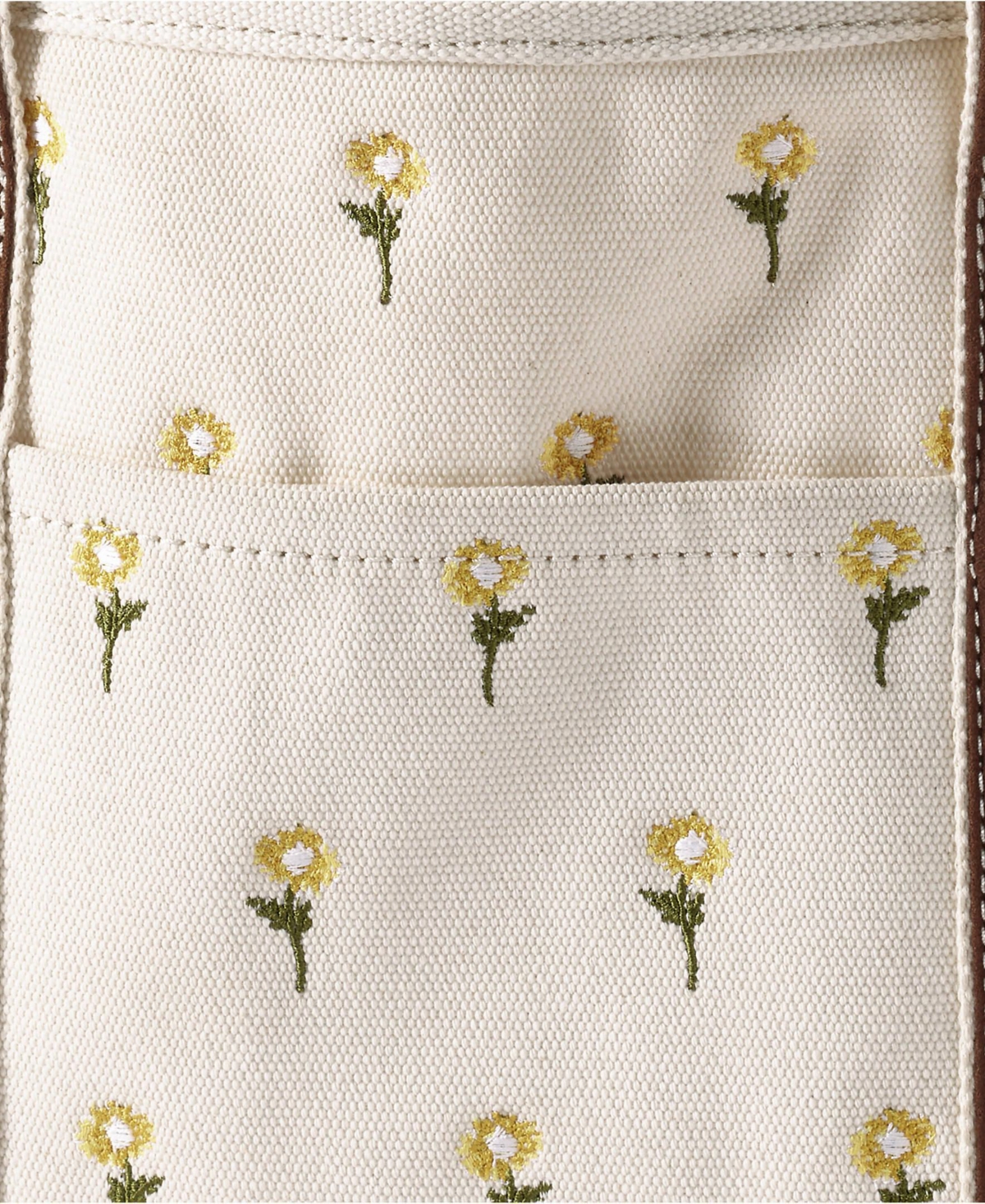 Lands' End Medium Embroidered 5 Pocket Open Top Canvas Tote Bag