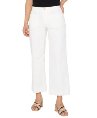 Women's Mid-Rise Crop Wide-Leg Corduroy Pants 