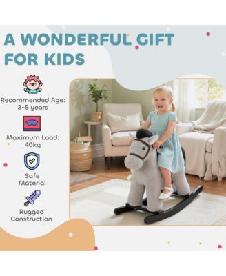 Toddler Rocking Horse, Kids Ride on Toy with Realistic Neigh