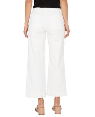 Women's Mid-Rise Crop Wide-Leg Corduroy Pants 