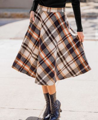 Women's Primrose Plaid Midi Skirt