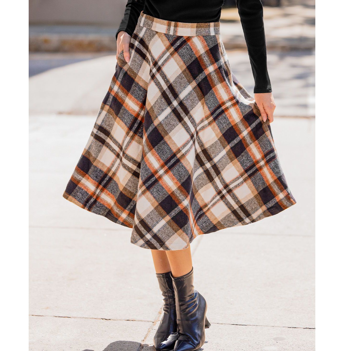 Женская юбка Cupshe Primrose Plaid Midi, цвет: Коричневый — фото 2