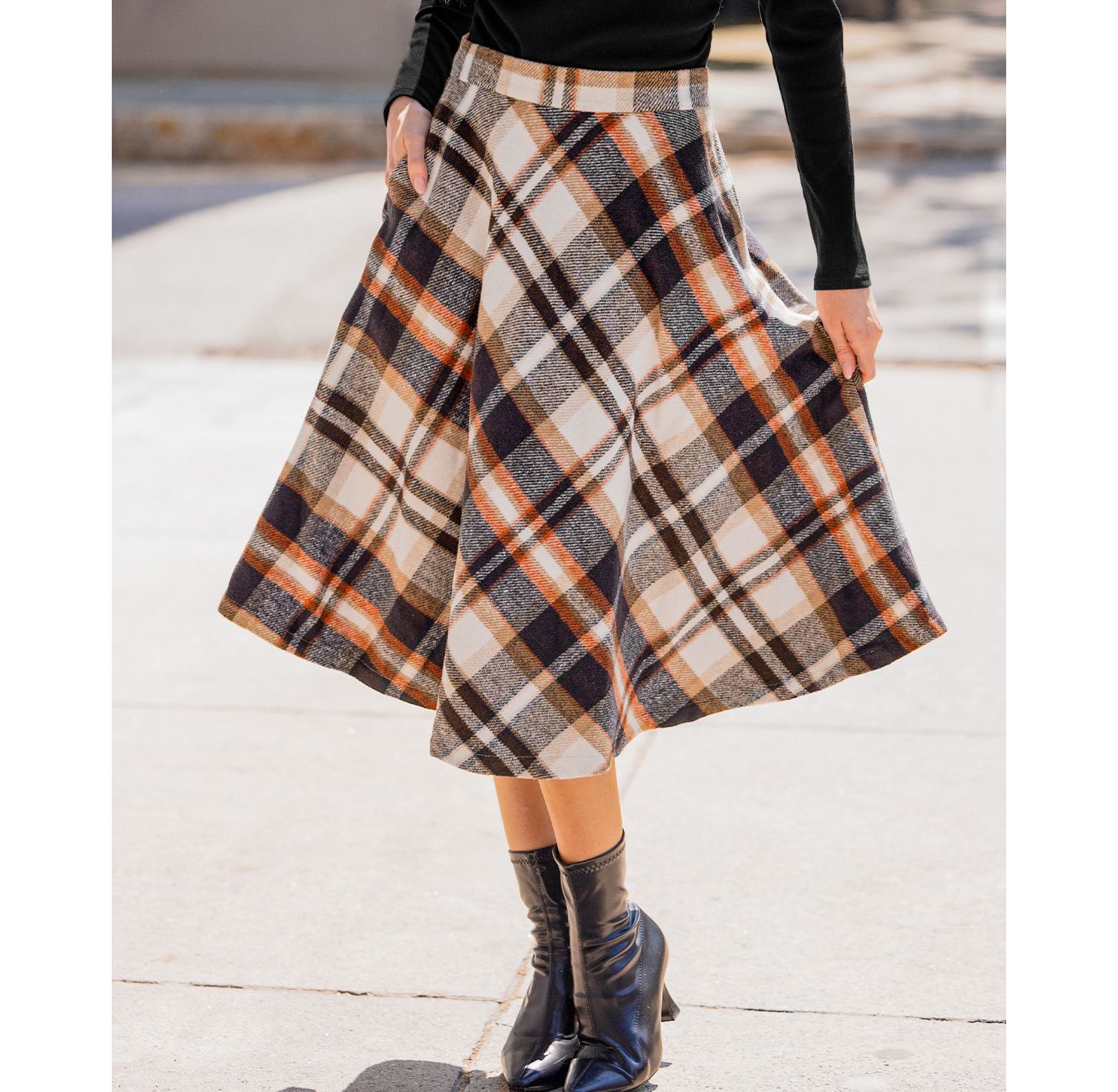 Women's Primrose Plaid Midi Skirt