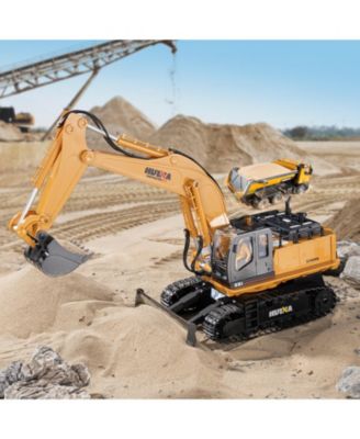 1:16 Kids' Play RC Excavators and Bulldozer Vehicles Toys with Metal Shovel/Spray/Lights/Sounds