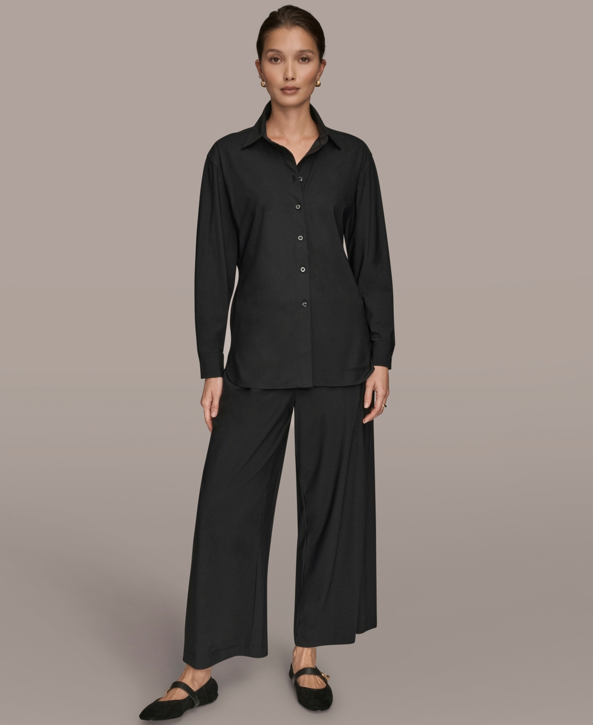 Donna Karan Weekend Women's Button-down Shirt In Black
