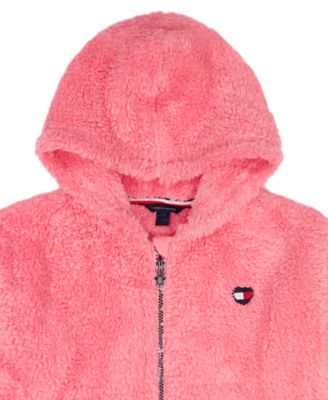 Girls 2T-6X Minky Logo-Stripe Zip Up Hoodie