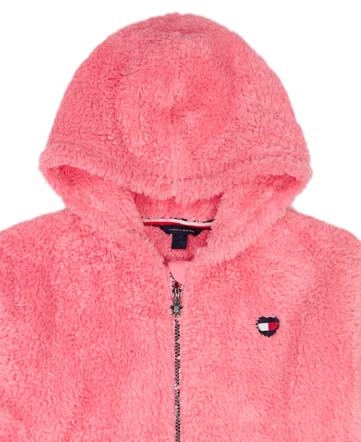 Tommy Hilfiger Girls 2T-6X Minky Logo-Stripe Zip Front Hoodie