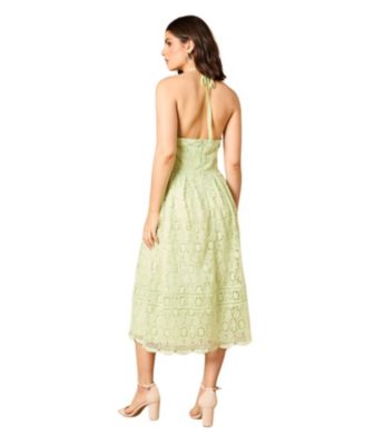 Women's Lace Detail Halterneck Midi Dress