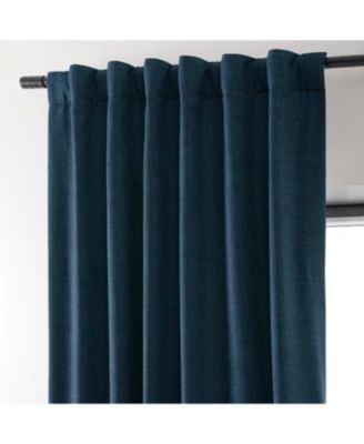 Voyager Blue Faux Linen Hotel Blackout Curtain