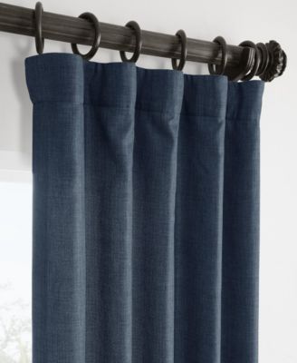 Sergeants Blue Italian Faux Linen Room Darkening Curtain