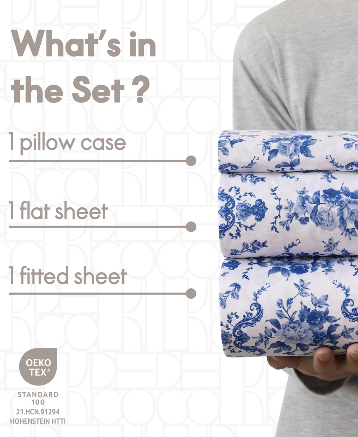 Elle Decor Printed Sheet Set In Blue