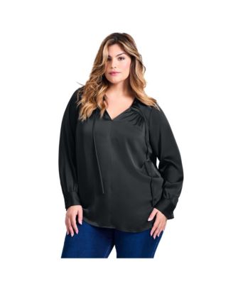 Women's Marlene Tie Front Satin Blouse
