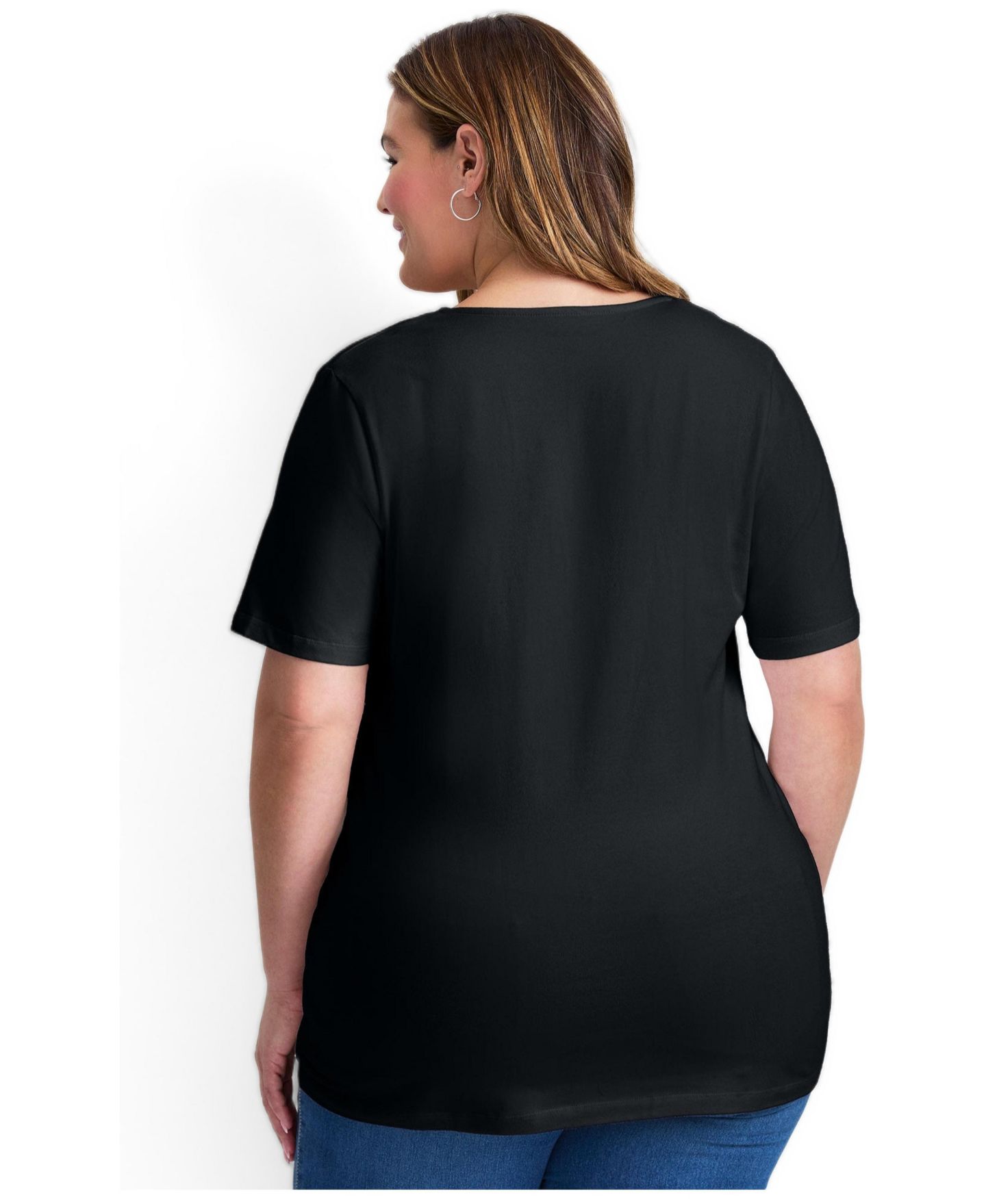 Женская футболка Avenue Plus Size Lacing Detail Tunic, цвет: Чёрный — фото 3