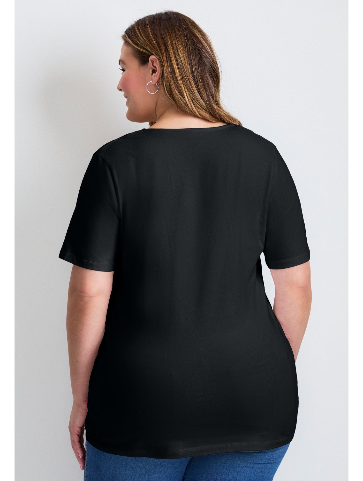 Women's Plus Size Lacing Detail Tunic Tee