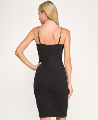 Juniors' All Over Rhinestone Bow Sleeveless Midi Dress