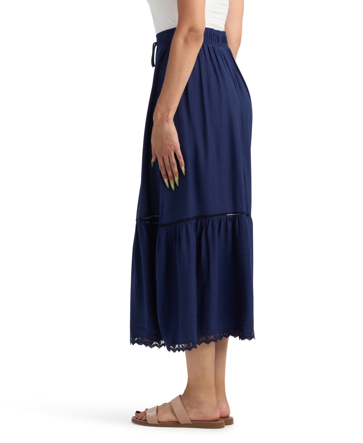Bcx Juniors' Resort Solid Crinkle A-line Skirt In Blue