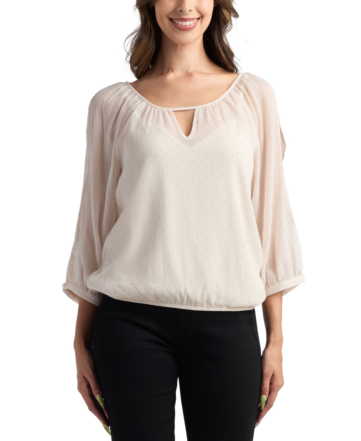 Bcx Juniors' Studded 3/4-Sleeve Top