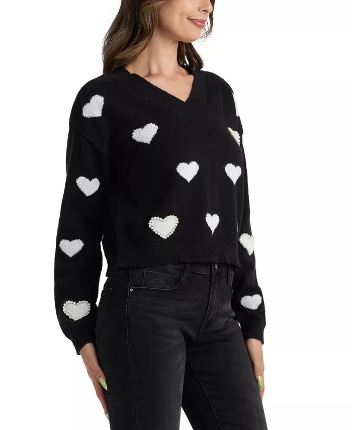 Juniors' Pull-On V-Neck Sweater - thumbnail 2