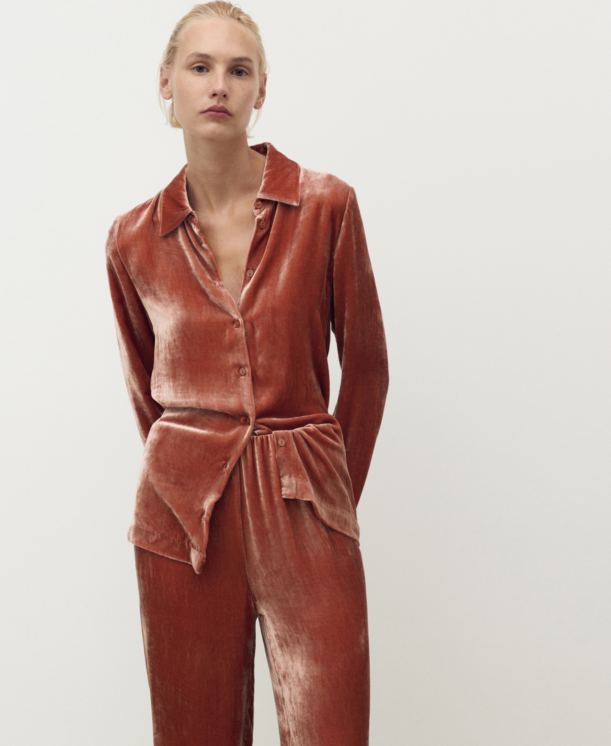 Mango Women's Silk Velvet Pants