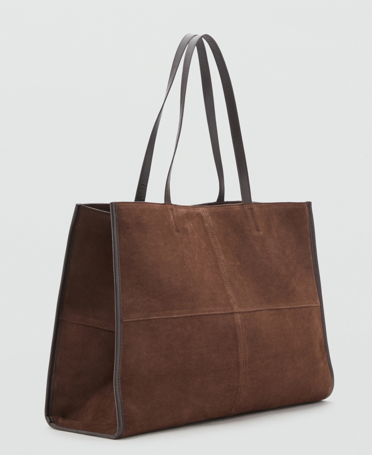 Mango Women's Suede Leather Shopper Bag In Brown