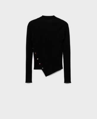 Women's Buttons Asymmetrical Sweater