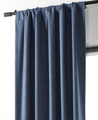 Dark Blue Performance Linen Hotel Blackout Curtain