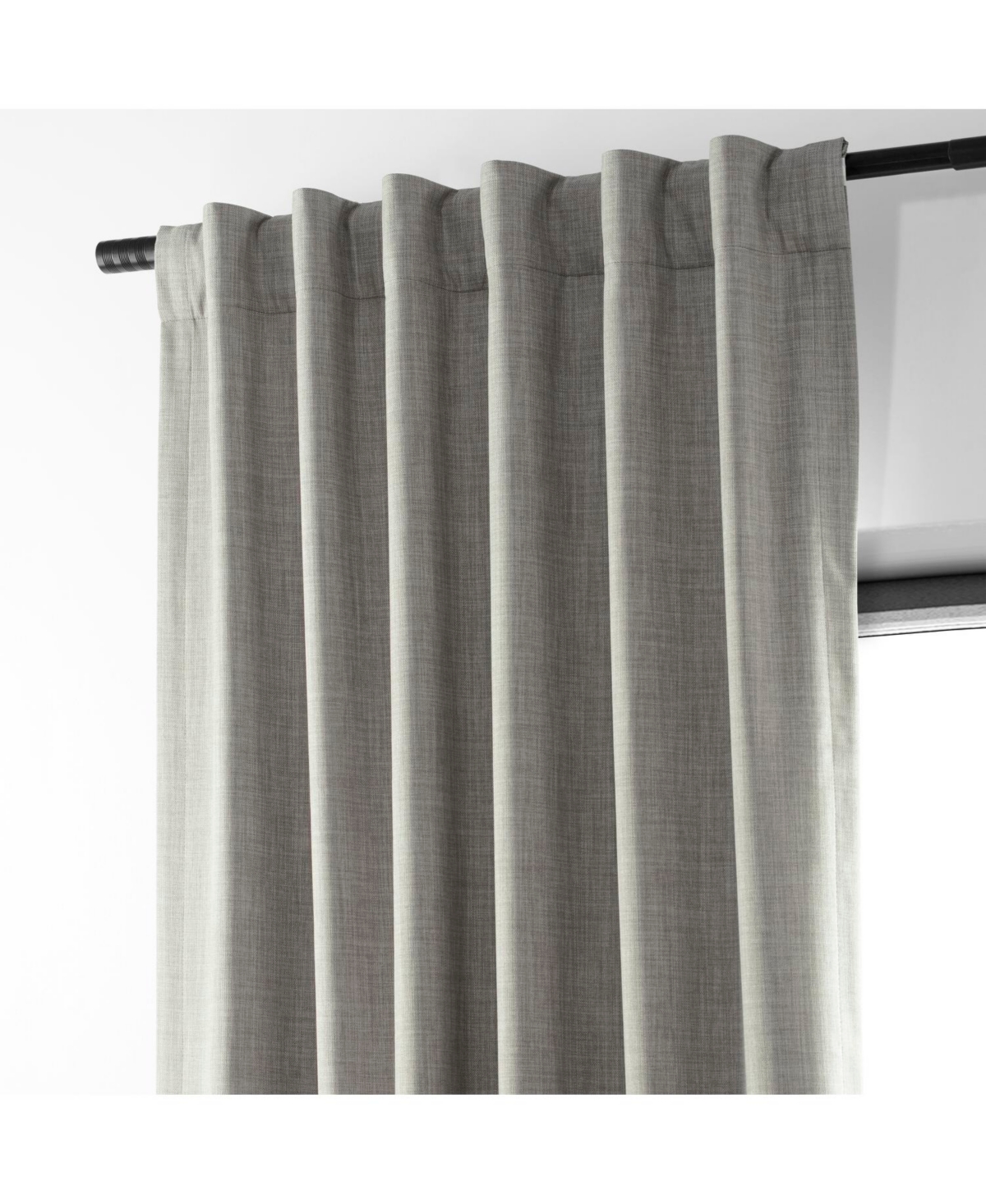 Half Price Drapes Dark Greige Performance Linen Hotel Blackout Curtain