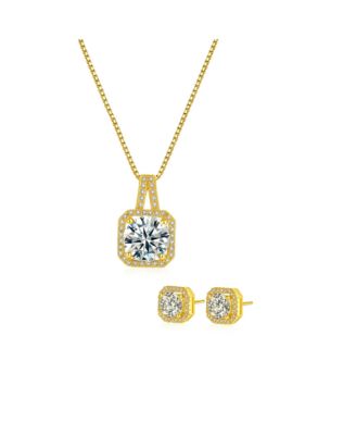 Ariana Halo Necklace and Stud Earring Set - Gold 48$