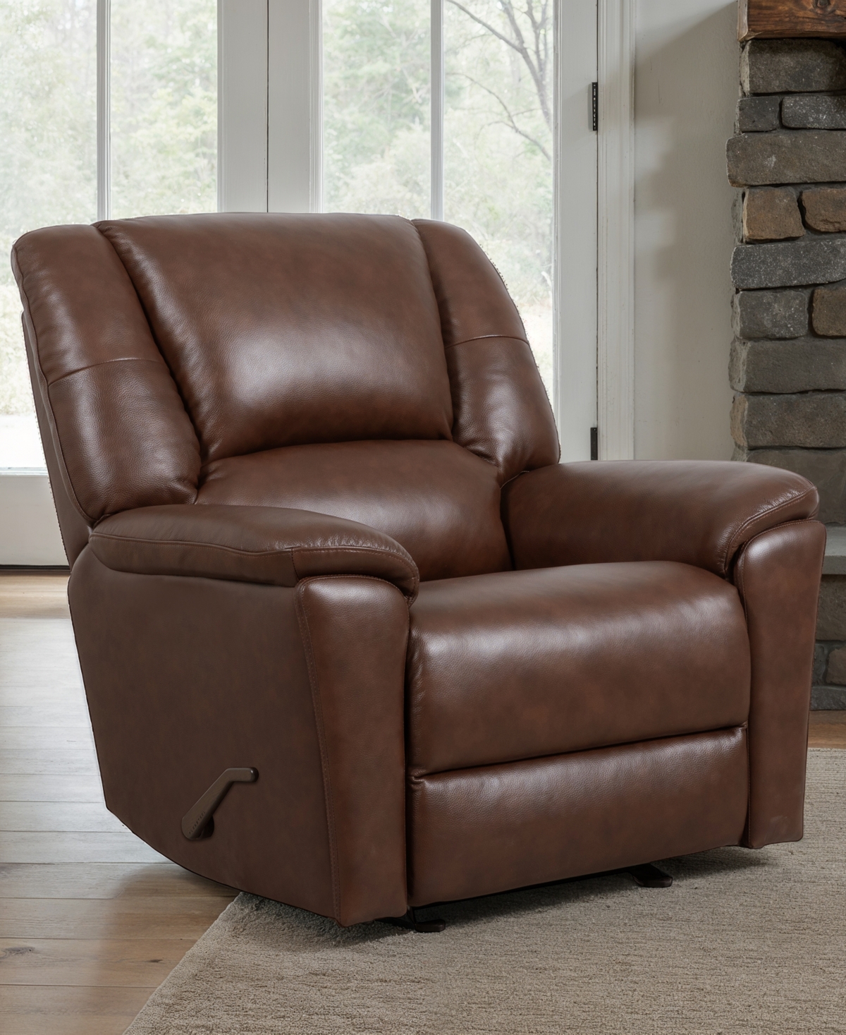 Flexsteel 44" Leather Preston Gliding Recliner