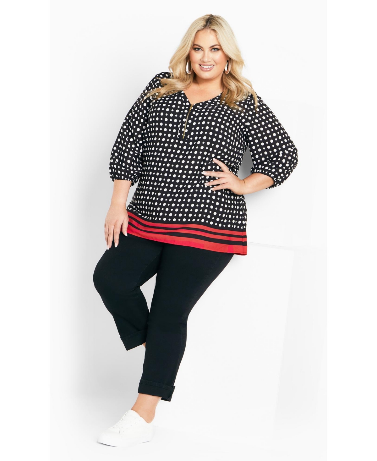 Avenue Women's Malia Zip Border Top