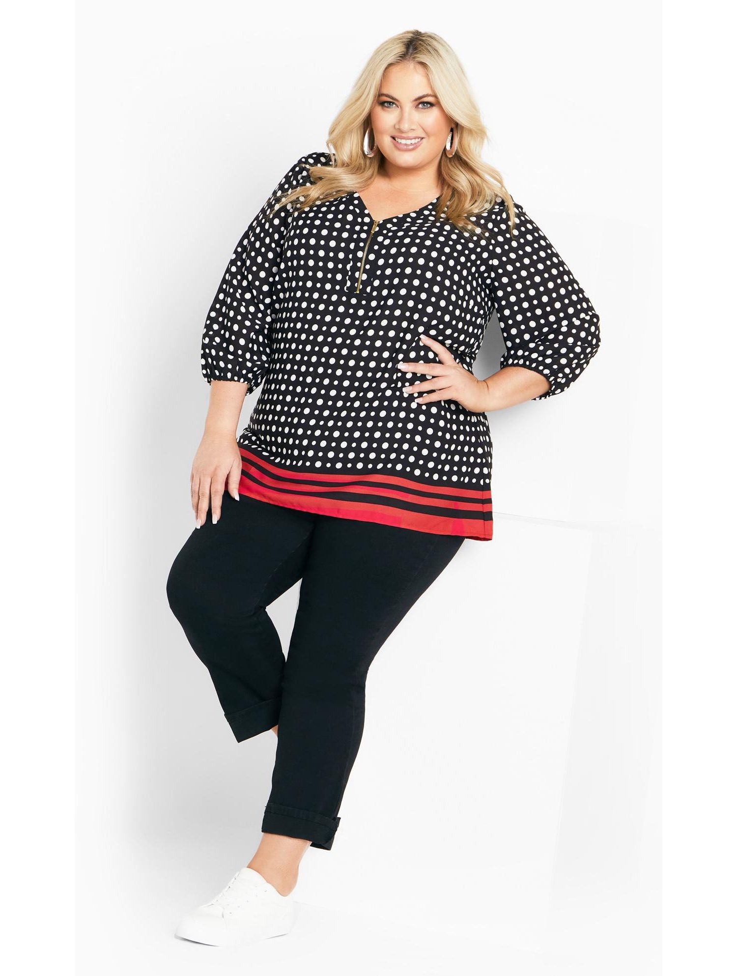 Women's Plus Size Malia Zip Border Top