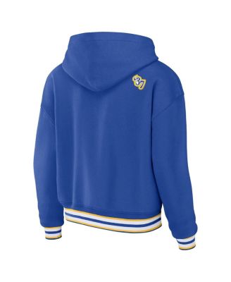 Women's Royal Los Angeles Rams Plus Size Lace-Up Pullover Hoodie