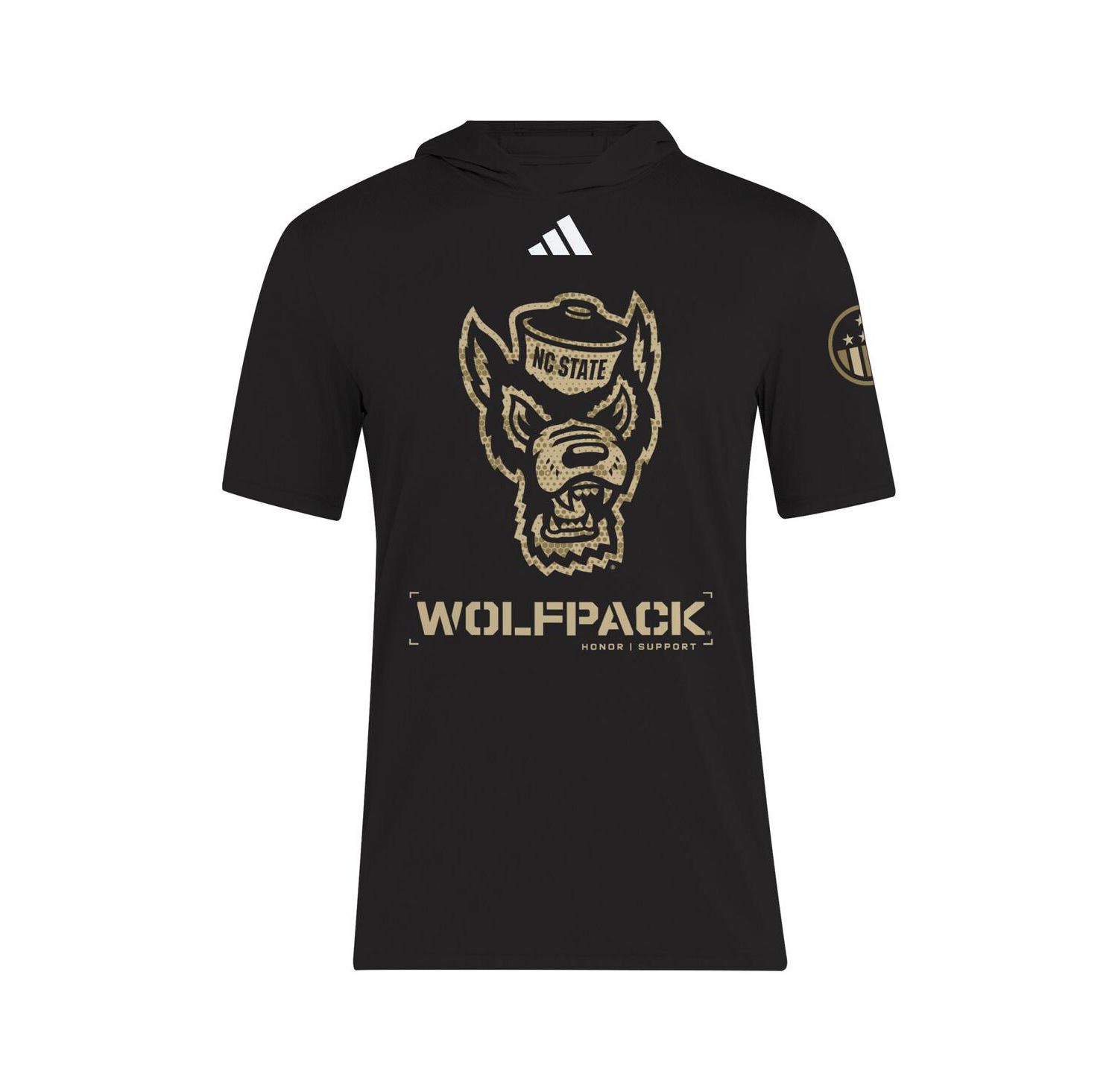 Men's Black NC State Wolfpack 2025 Military Appreciation AEROREADY Hooded T-Shirt