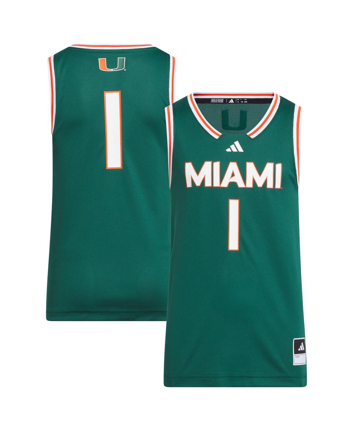 Adidas Big Boys and Girls Green Miami Hurricanes Replica Swingman Jersey