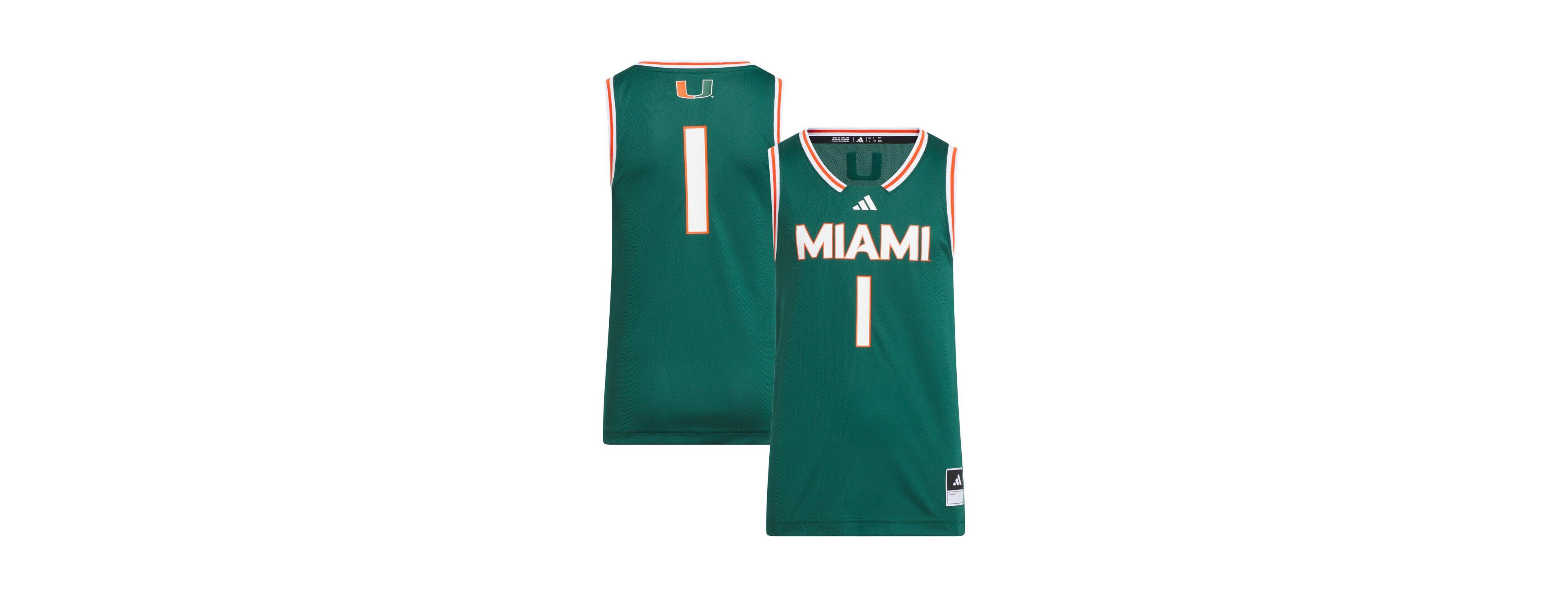 Adidas Big Boys and Girls Green Miami Hurricanes Replica Swingman Jersey