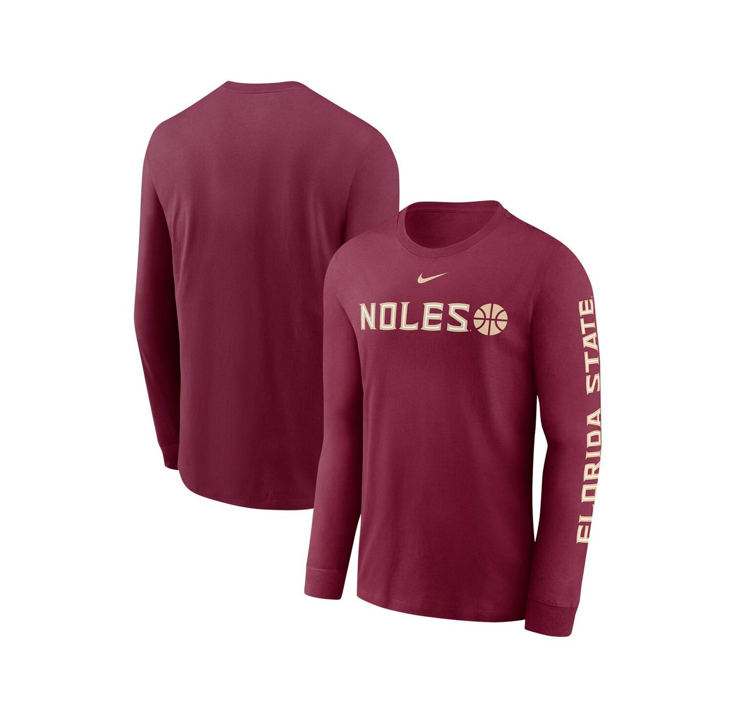 Men's Garnet Florida State Seminoles Basketball Icon Two-Hit Long Sleeve T-Shirt