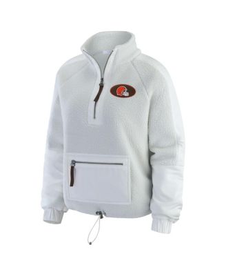 Women's White Cleveland Browns Polar Fleece Half-Zip Jacket