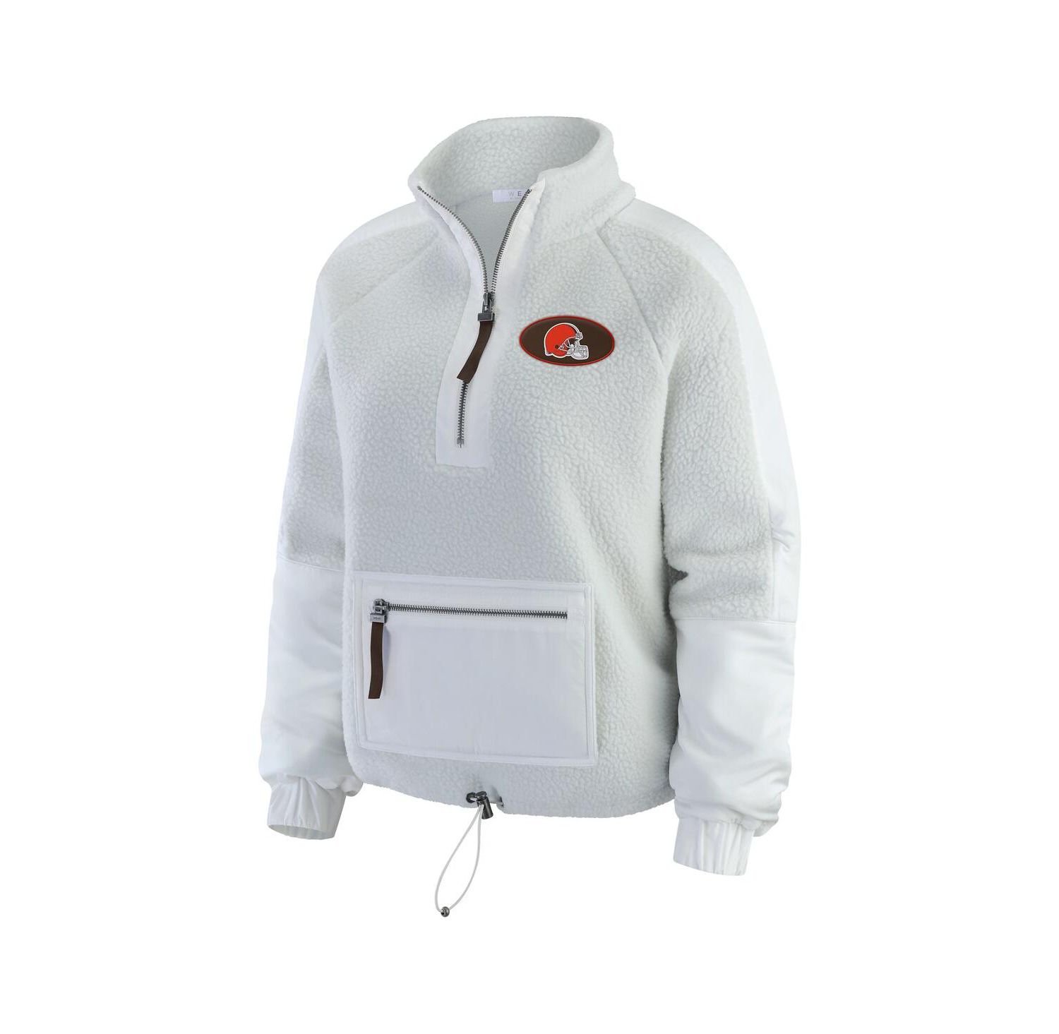 Women's White Cleveland Browns Polar Fleece Half-Zip Jacket