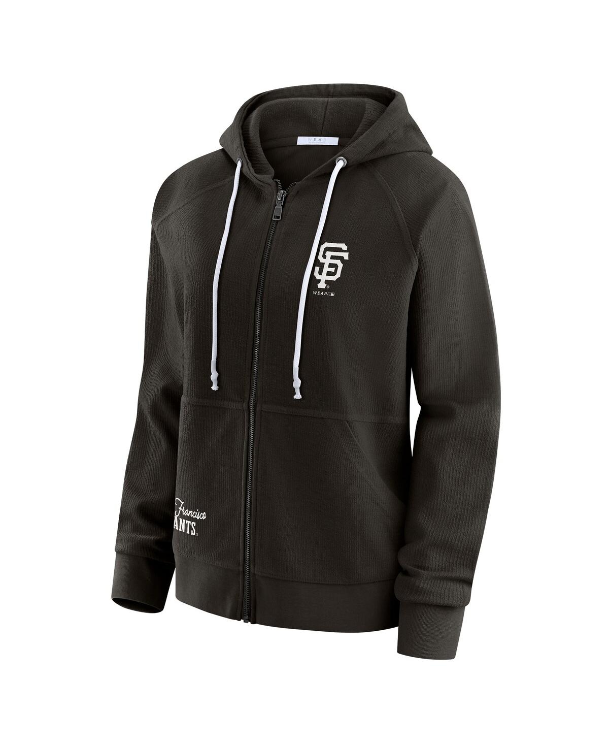 Wear By Erin Andrews Women's Black San Francisco Giants Vintage Full-zip Raglan Hoodie In Black
