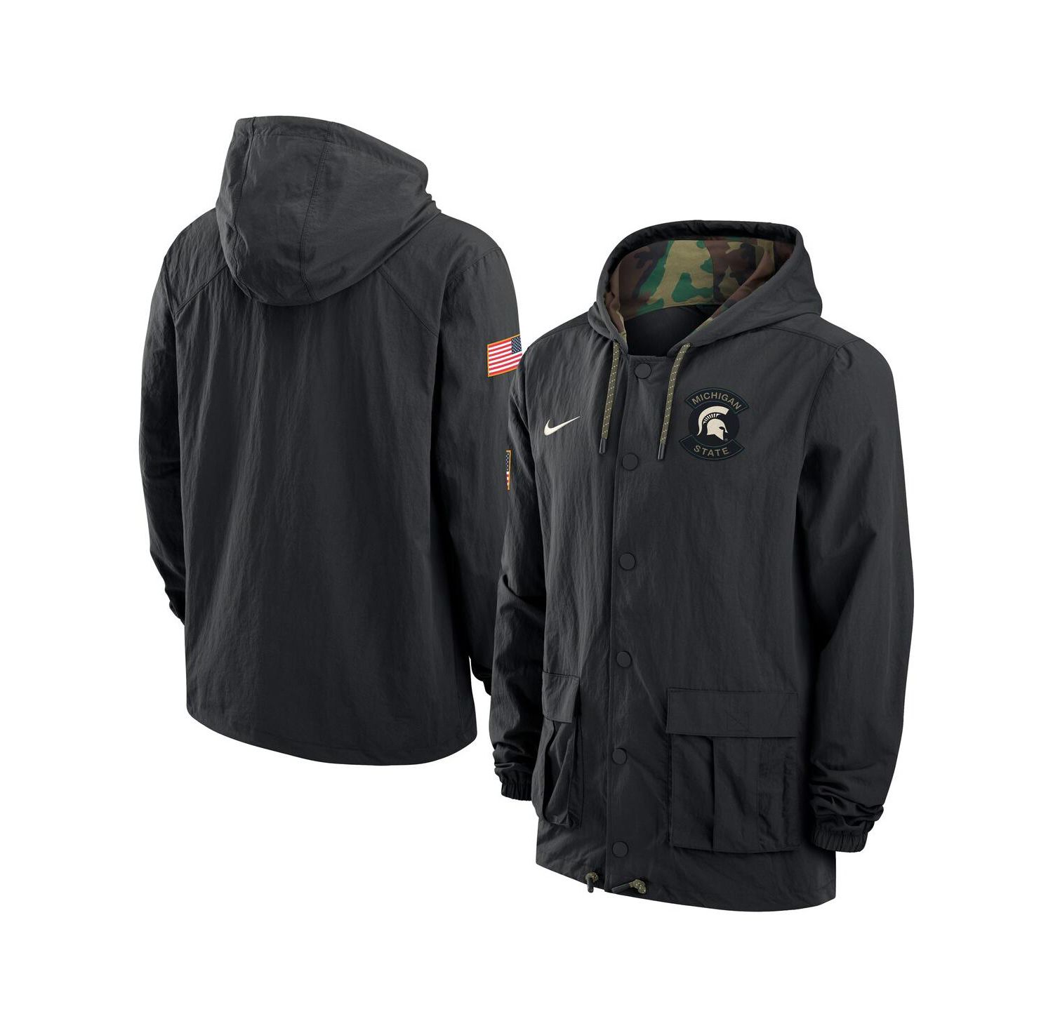 Men's Black Michigan State Spartans 2025 NCAA Military Appreciation Full-Snap Jacket
