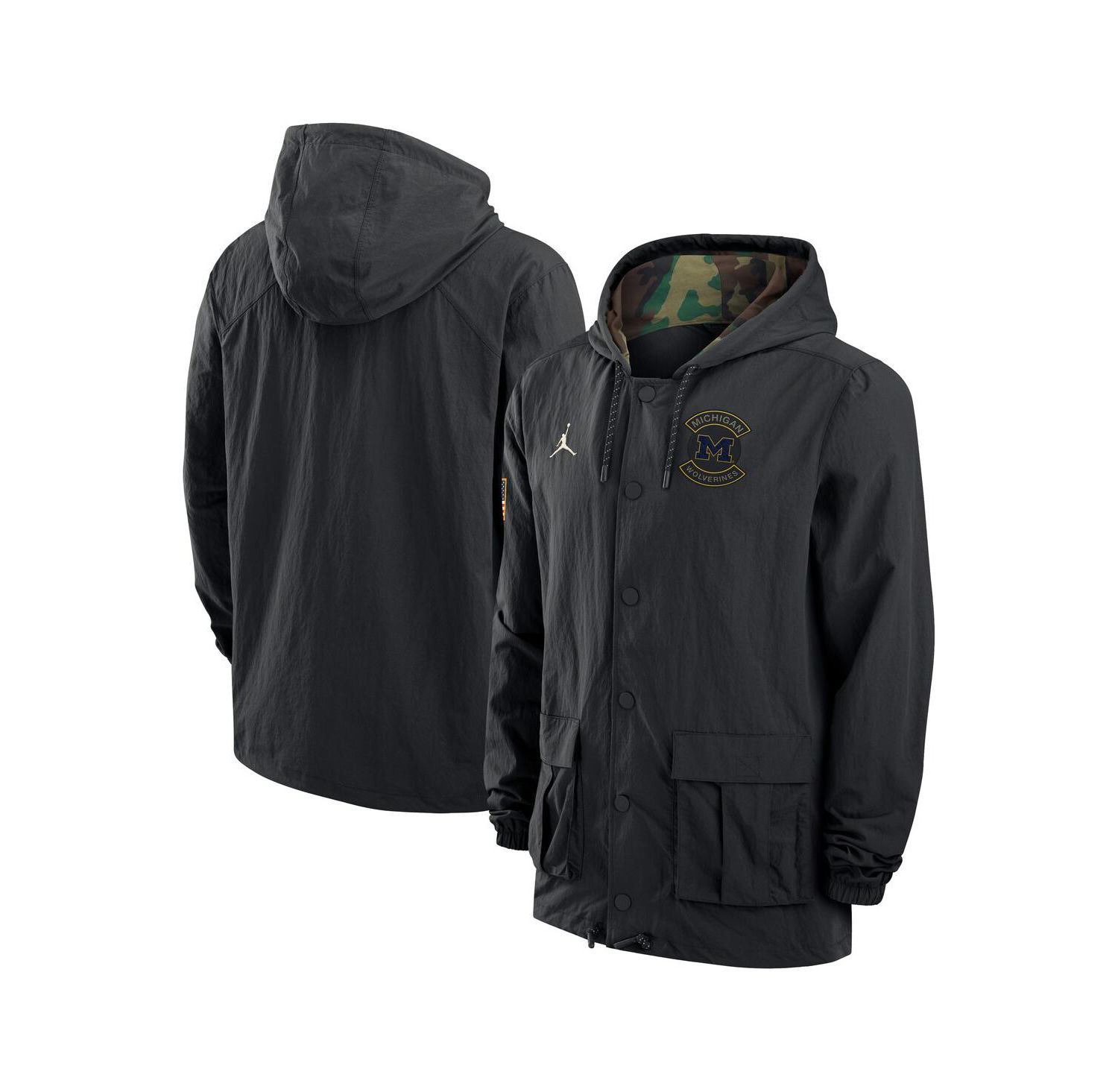 Men's Black Michigan Wolverines 2025 NCAA Military Appreciation Full-Snap Jacket