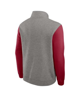 Men's Heather Gray/Cardinal Stanford Cardinal Club Fleece Half-Zip Pullover Hoodie