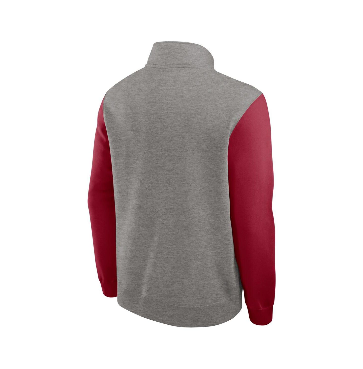 Мужское худи Nike Heather Gray/Cardinal Stanford Cardinal Club Fleece Half-Zip Pullover — фото 3