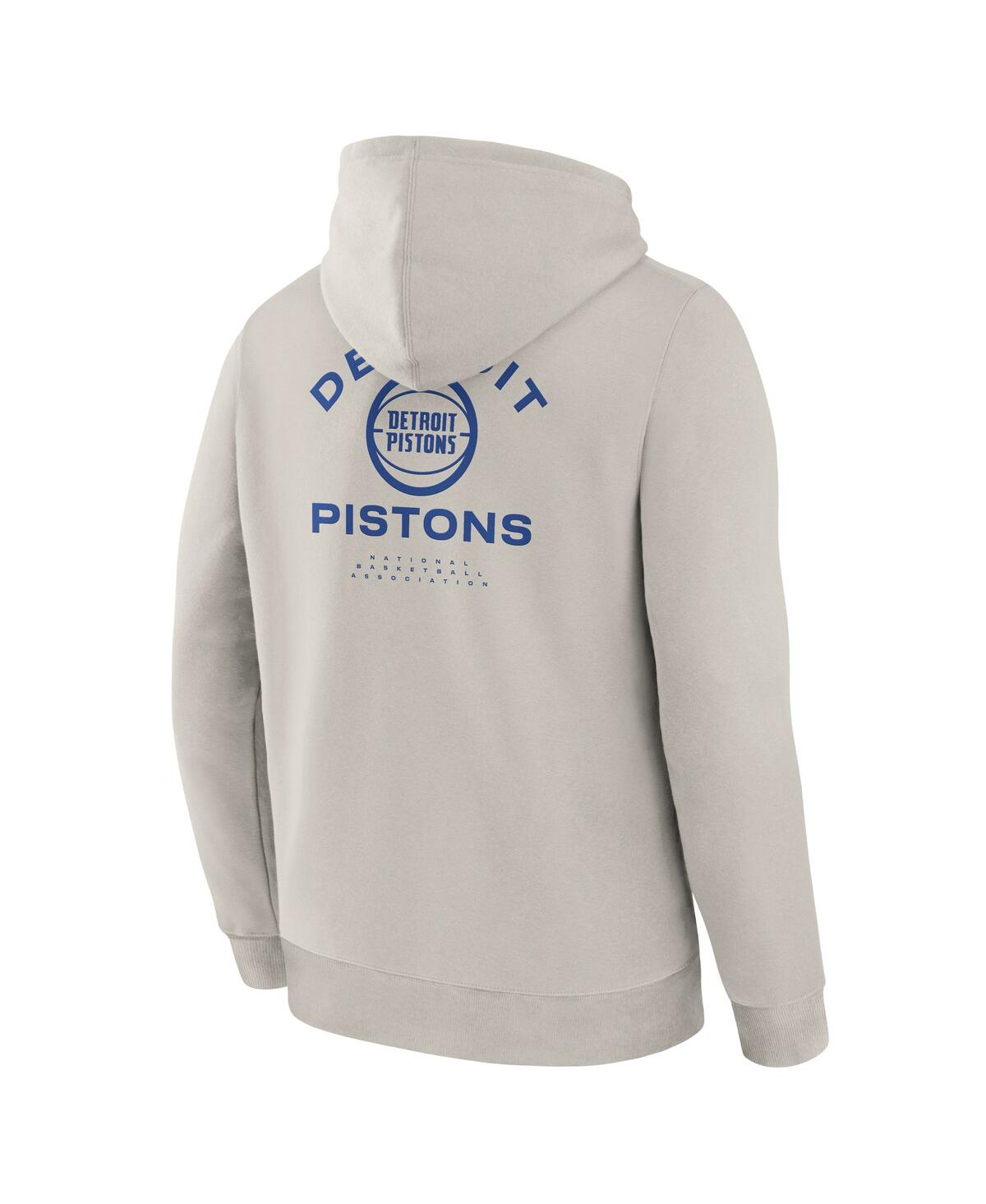 Fanatics Men's Off White Detroit Pistons Crossover Collection Blocked Shot Premium Pullover Hoodie