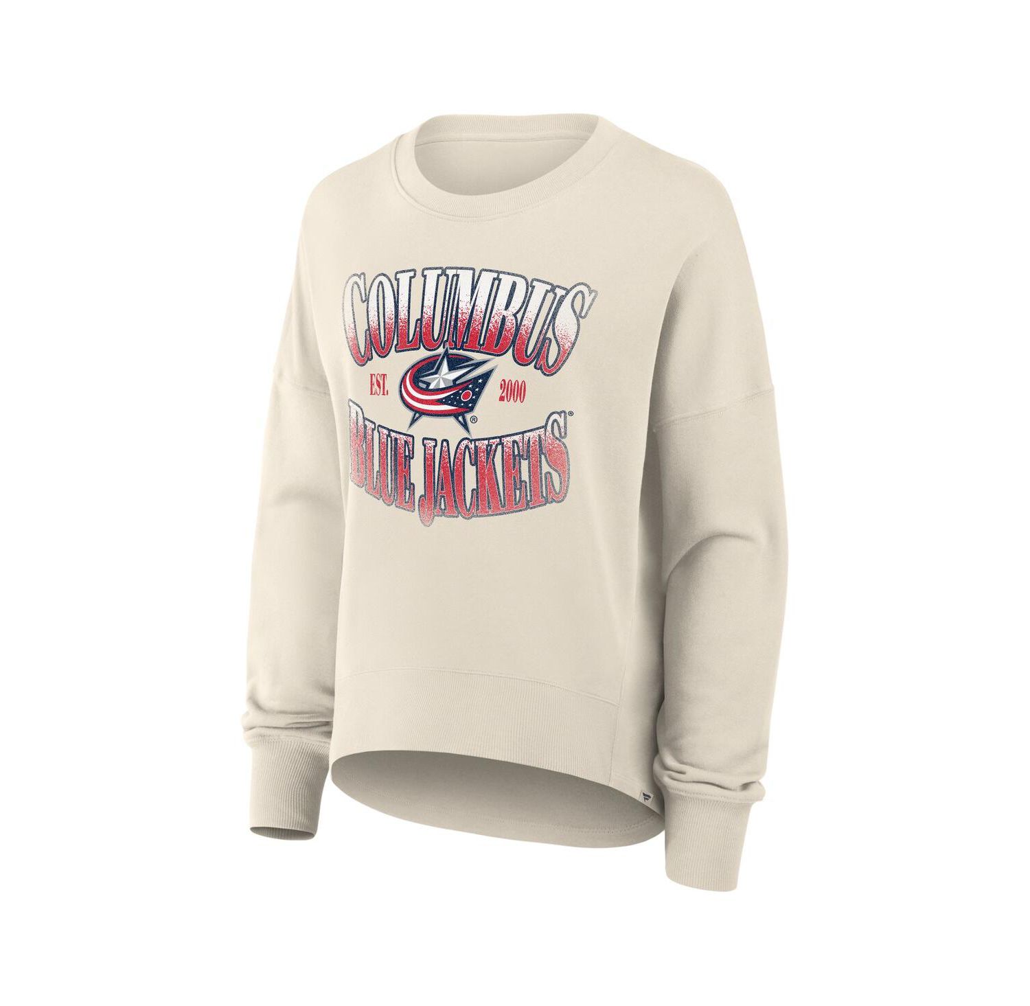 Women's Cream Columbus Blue Jackets Oversized Slice Pullover Sweatshirt