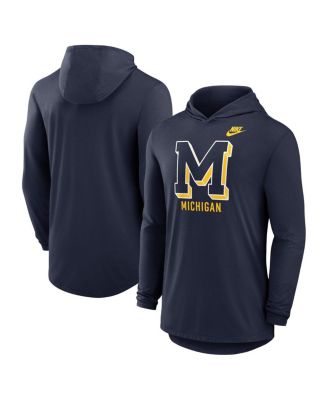 Nike - Men's Navy Michigan Wolverines Legacy Tri-Blend Dri-FIT Long Sleeve Hoodie T-Shirt