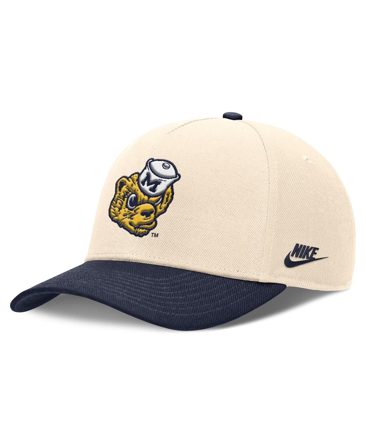 Nike Men's Natural/Navy Michigan Wolverines Academic Rise Dri-fit Adjustable Hat