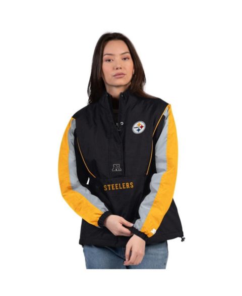 Женские куртки Starter Women's Black/Gold Pittsburgh Steelers Thursday Night Gridiron Half-Zip Jacket