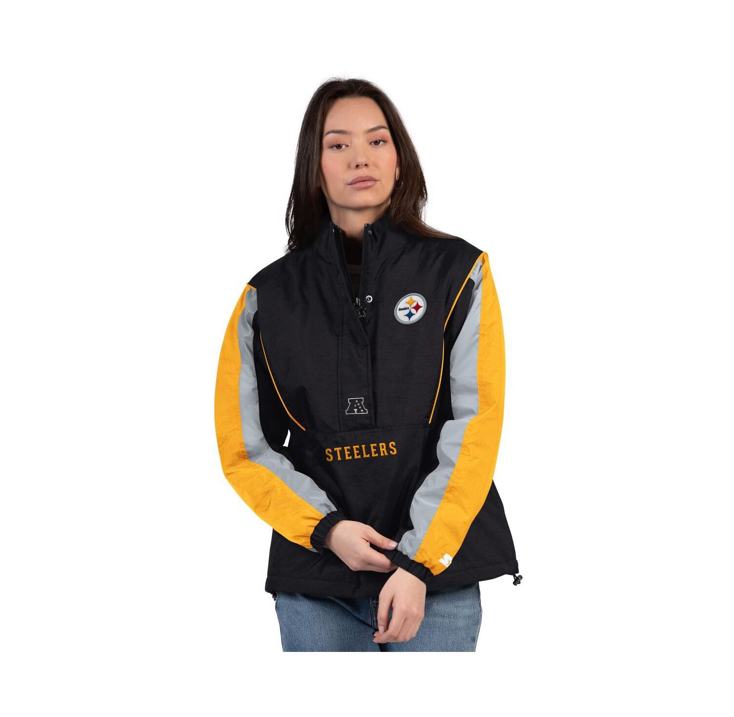 Women's Black/Gold Pittsburgh Steelers Thursday Night Gridiron Half-Zip Jacket